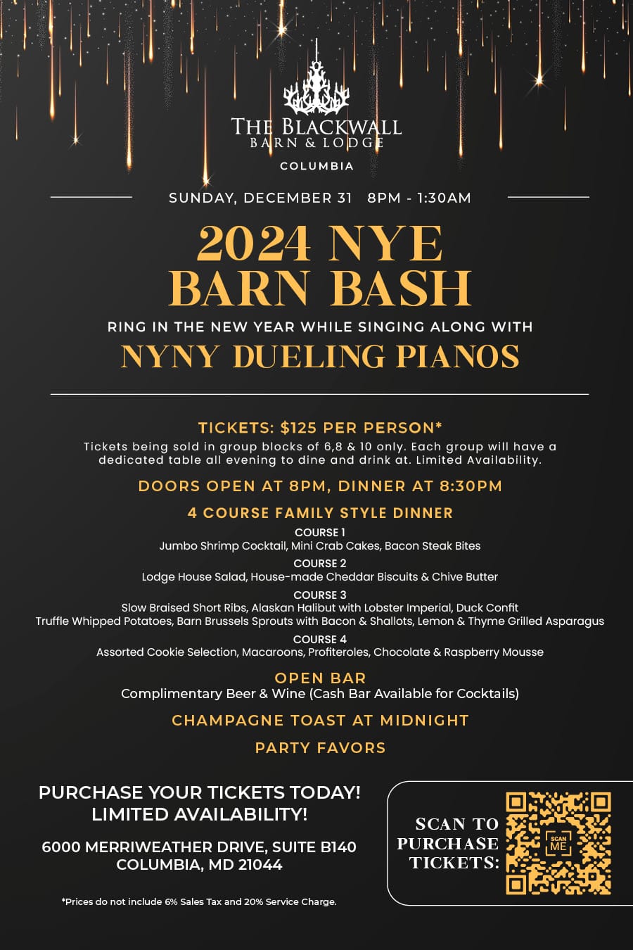 NYE Barn Bash - Table of 4 - Blackwall Barn & Lodge - Columbia MD